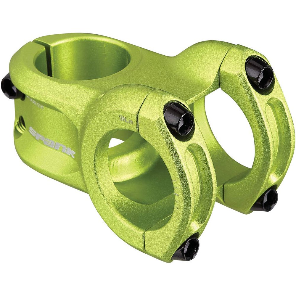 Spank Spoon 318 Stem Green (43mm), Chamfered bar clamp, Ultra-Short Stack Height, Bicycle Stem, Ideal for ASTM 5, All Mountain, Enduro, Trail, Free Ride, DJ, E-Bike