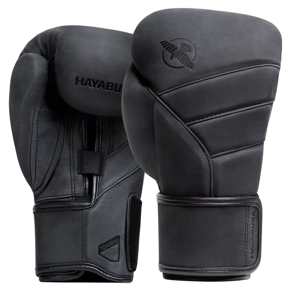 Hayabusa T3 LX Leather Boxing Gloves Men and Women for Training Sparring Heavy Bag and Mitt Work - Obsidan, 16 oz