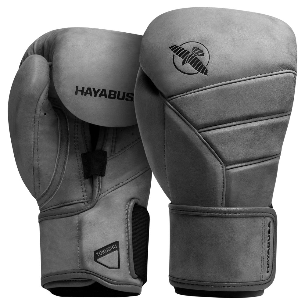 Hayabusa T3 LX Leather Boxing Gloves Men and Women for Training Sparring Heavy Bag and Mitt Work - Slate, 16 oz