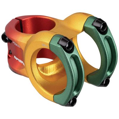 Spank Spoon 318 Stem Rasta(43mm), Chamfered bar clamp, Ultra-short stack height, Bicycle Stem, Ideal for ASTM 5, All mountain, enduro, trail, free ride, DJ, E-Bike
