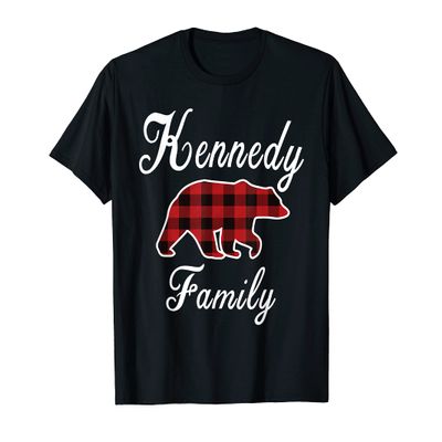 KENNEDY Family Bear Red Plaid Christmas Pajama Gift T-Shirt