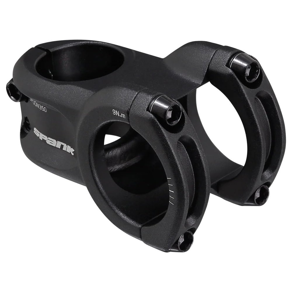 Spank Spoon 350 Stem,Black,45mm Chamfered bar clamp, Ultra-short stack height, Bicycle Stem, Ideal for ASTM 5, All mountain, enduro, trail, free ride, DJ, E-Bike