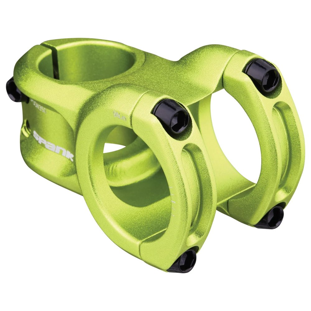 Spank Spoon 350 Stem,Green,45mm Chamfered bar clamp, Ultra-short stack height, Bicycle Stem, Ideal for ASTM 5, All mountain, enduro, trail, free ride, DJ, E-Bike