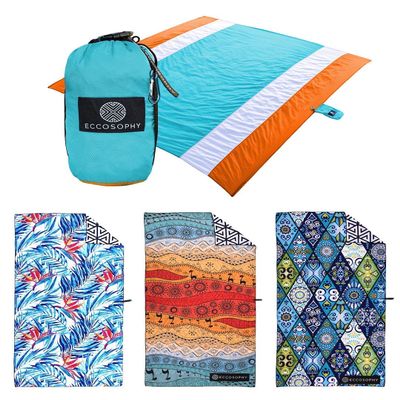 ECCOSOPHY Paradise Collection Includes 1 Oversized sandproof Beach Blanket 9x10 ft and 3 Quick Dry Microfiber Beach Towels 71x35 inches.