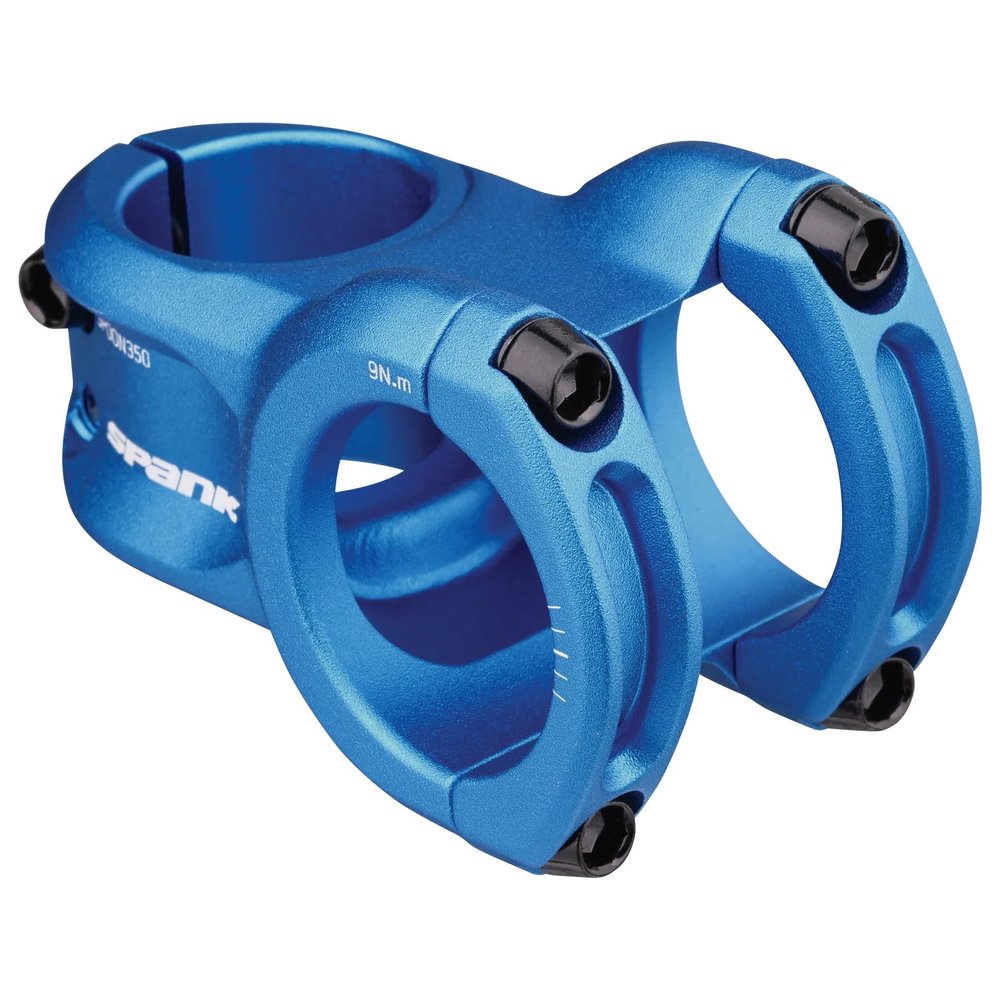 Spank Spoon 350 Stem,Blue,45mm Chamfered bar clamp, Ultra-short stack height, Bicycle Stem, Ideal for ASTM 5, All mountain, enduro, trail, free ride, DJ, E-Bike