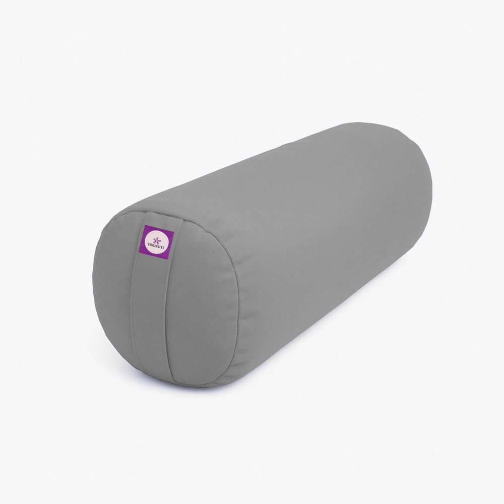 Round Yoga Bolster Grey, bolster for restorative yoga, yoga pillow, iyengar yoga bolster, cotton bolster handmade, supportive