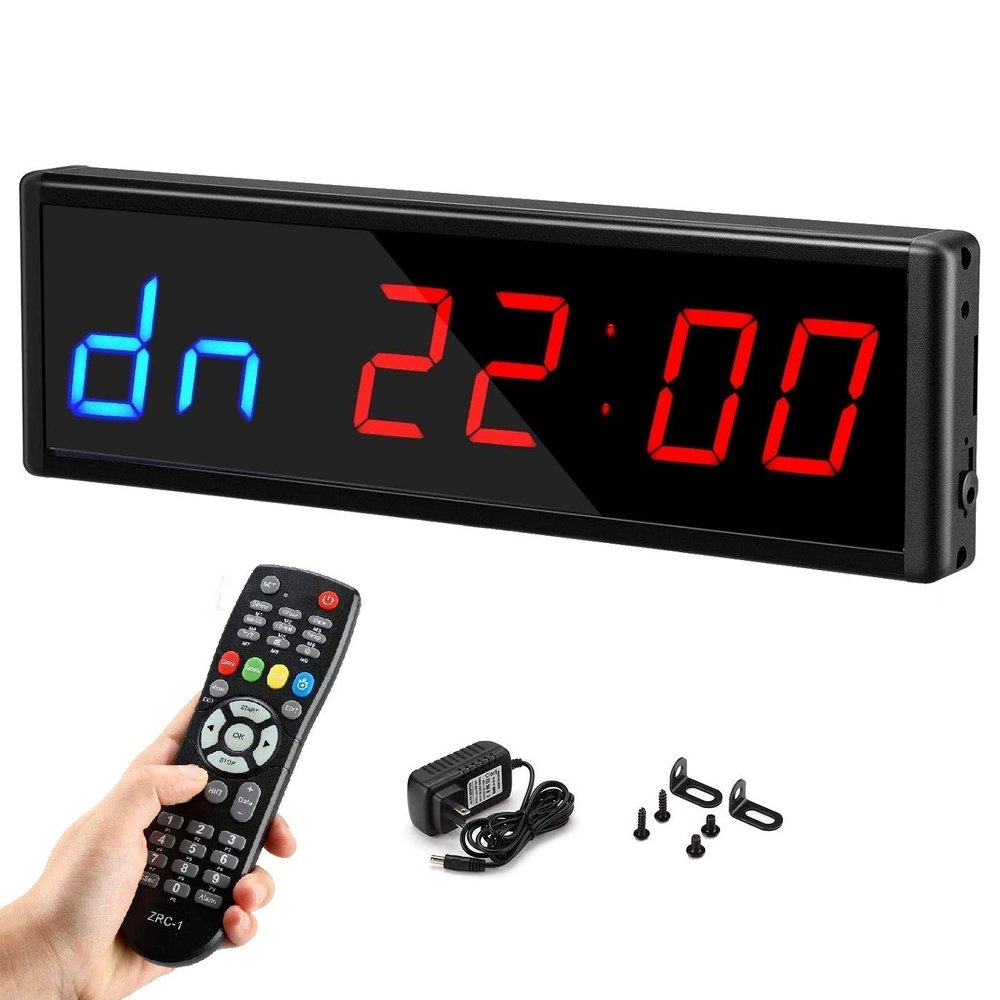 Ledbrigym Gym Timer Clock Garage Workouts Fitness Digital with Remote Wall Mount Red and Blue 2.3 Inch