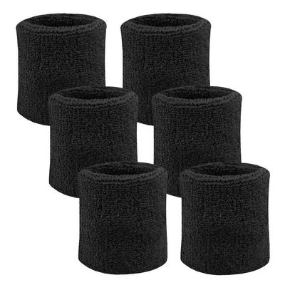 Acfun Sweatband Wristbands Wrist Sweat Bands for Athletic Men Women - Cotton Terry Cloth Sports Bands for Working Out Tennis Gymnastics Baseball Basketball Football Gym Exercise (Black)