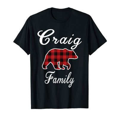 CRAIG Family Bear Red Plaid Christmas Pajama Men Women Gift T-Shirt