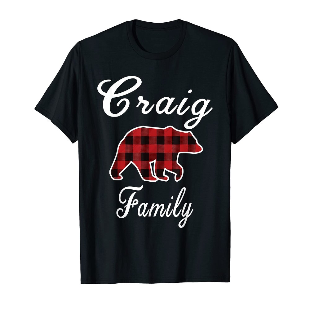 CRAIG Family Bear Red Plaid Christmas Pajama Men Women Gift T-Shirt