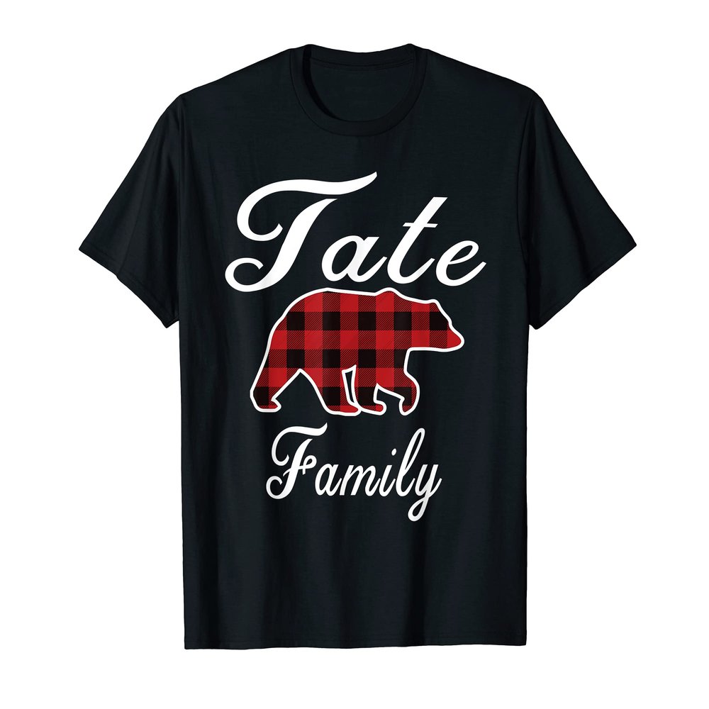 TATE Family Bear Red Plaid Christmas Pajama Men Women Gift T-Shirt