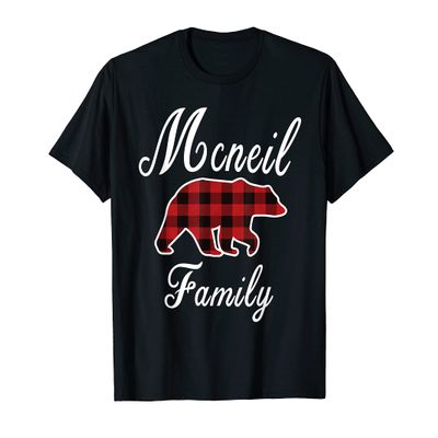MCNEIL Family Bear Red Plaid Christmas Pajama Men Women Gift T-Shirt