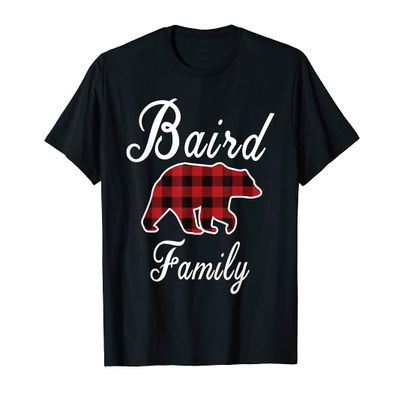 BAIRD Family Bear Red Plaid Christmas Pajama Men Women Gift T-Shirt