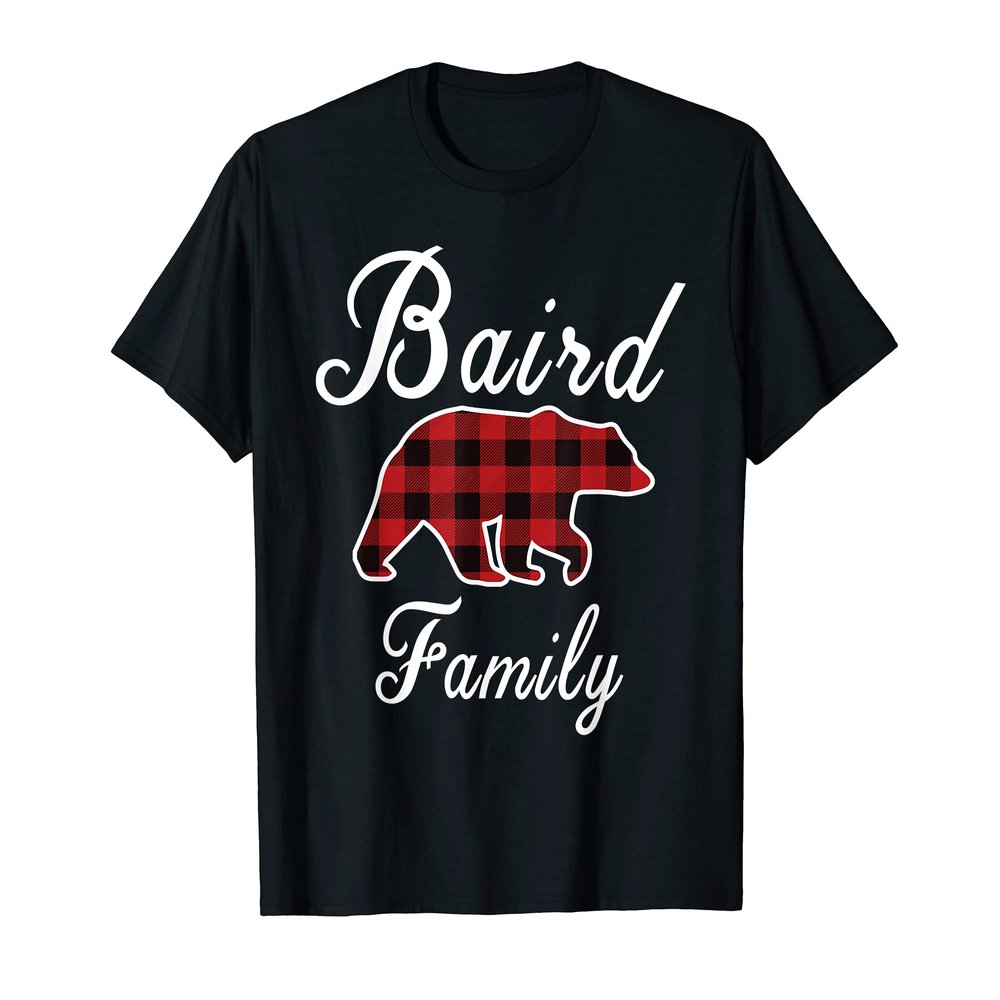 BAIRD Family Bear Red Plaid Christmas Pajama Men Women Gift T-Shirt