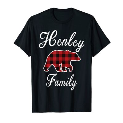 HENLEY Family Bear Red Plaid Christmas Pajama Men Women Gift T-Shirt