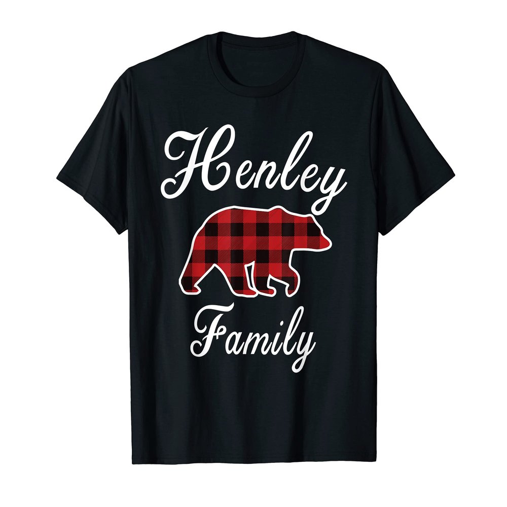 HENLEY Family Bear Red Plaid Christmas Pajama Men Women Gift T-Shirt