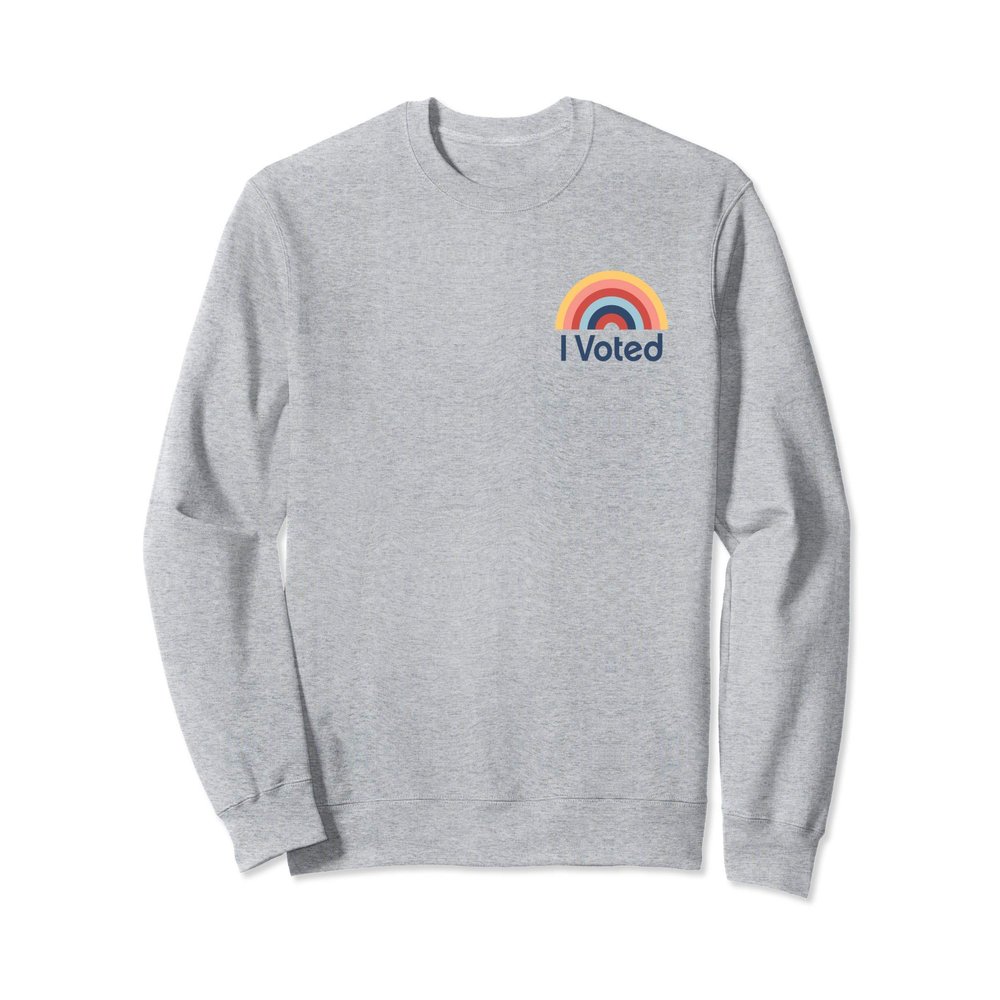 I Voted Retro Vintage Rainbow Pocket Position I Voted Sweatshirt