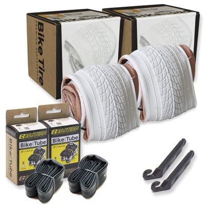 20 Inch Bike Tire Packages for Kids and BMX Tires. Fits 20x1.75 Bike Tube, Tire, Rims, Front or Rear Wheels. Includes Tire Tools. with or Without Tubes. 1 Pack or 2 Pack. White (2 Tires - with Tubes)