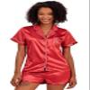 TEEAMORE Custom Embroidered Satin Pajamas Set Button Down Personalized Sleepwear Bride Bridesmaid Sleepwear Pjs Set view 1