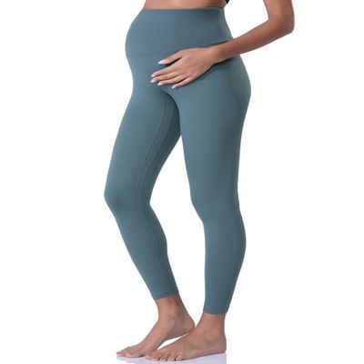 POSHDIVAH Women's Maternity Leggings Over The Belly Pregnancy Yoga Pants Active Wear Workout Leggings Blue Medium