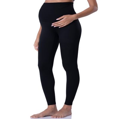 POSHDIVAH Women's Maternity Leggings Over The Belly Pregnancy Yoga Pants Active Wear Workout Leggings Black X-Small