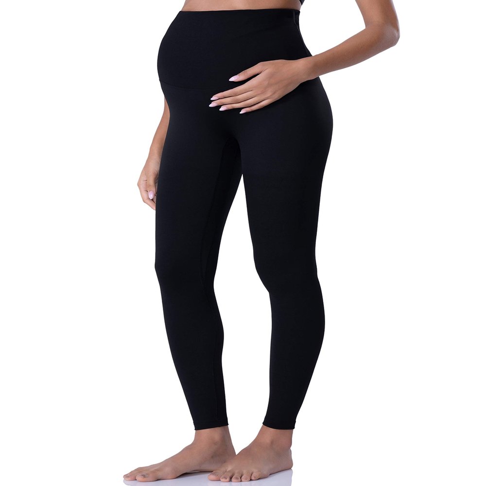 POSHDIVAH Women's Maternity Leggings Over The Belly Pregnancy Yoga Pants Active Wear Workout Leggings Black X-Small