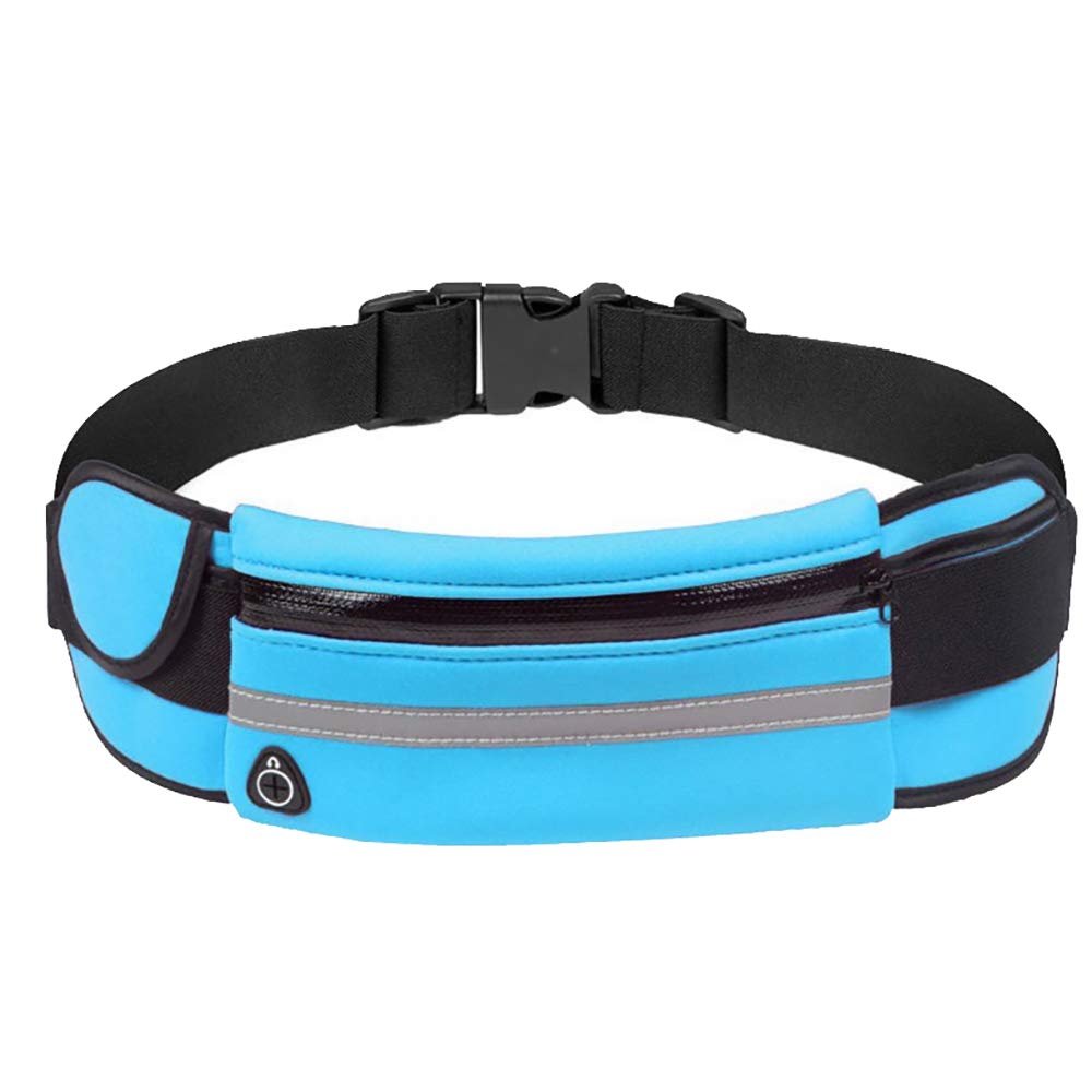 Adjustable Running Belt for Phones, Cards, Passports Sports Waist Pack with Belt for Placing Bottles Lightweight Water Proof Travel Suitable Fitness Waist Bag (Sky Blue)