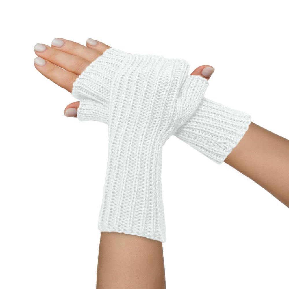 TINKUY PERU Alpaca Wool Fingerless Gloves  Handmade in Peru, Unisex Mittens  One Size, Soft & Hypoallergenic for Winter, Work & Outdoor (White) (White)
