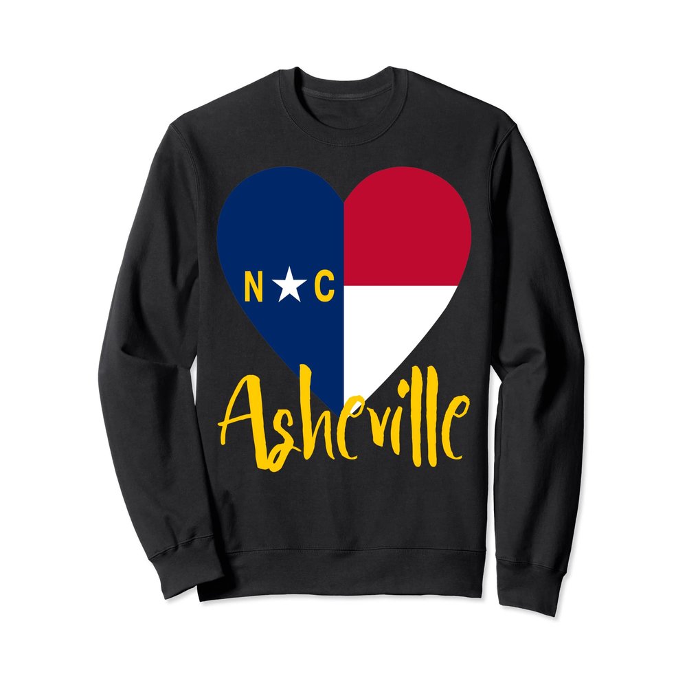 Asheville, North Carolina Blue Ridge Mountains NC Flag Heart Sweatshirt