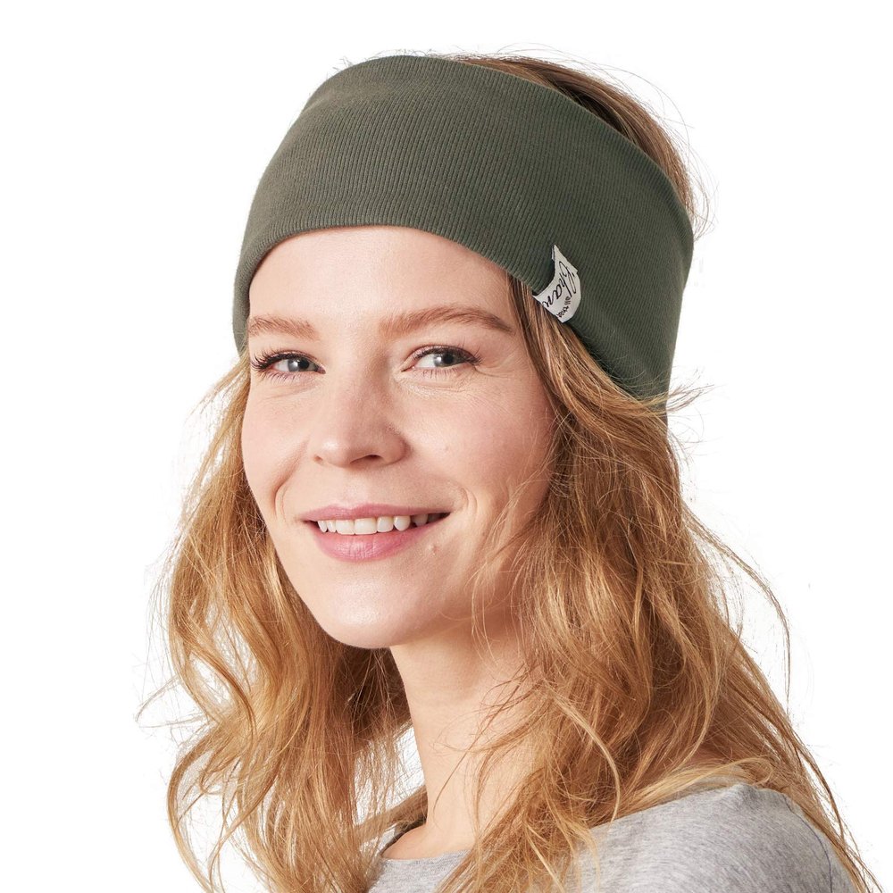 CHARM Headband Sweat Band Wrist Wrap - Classic Bands for Working Out, Running, Tennis, Ribbed Cotton Khaki x Navy
