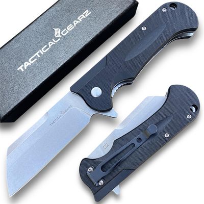 TACTICAL GEARZ Pocket Folding Knife for EDC, G10 Handle, Stonewashed D2 Steel Blade, Includes Sheath (Eros)