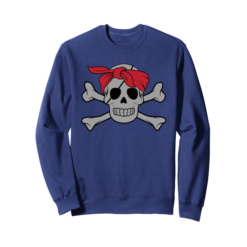 Funny Pirate Costume Buccaneer Jolly Roger Women Bones Gifts Sweatshirt