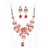 LKEEP Stylish Butterfly Flower Water Drop Pendant Necklace Earring Set Temperament Crystal Rhinestone Wedding Accessories,Red view 1