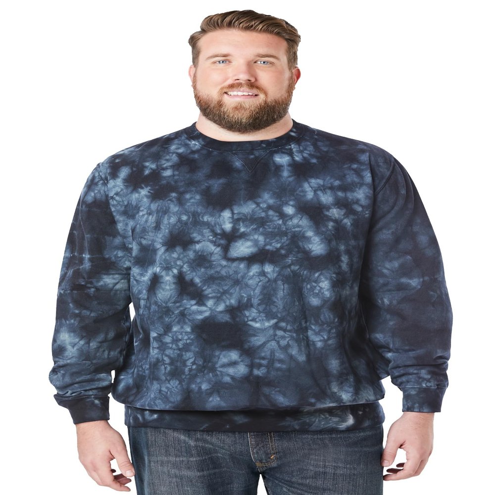 KingSize Men's Big & Tall Fleece Crewneck Sweatshirt - 2XL, Navy Marble