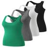 Star Vibe Racerback Workout Tank Tops for Women Athletic Basic Tanks Yoga Sleeveless Exercise Active Top 4 Pack Black/Grey/White/Green L view 1