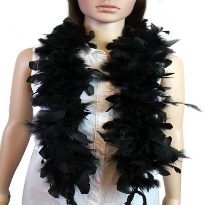 Flydreamfeathers Feather Boa 25 Gram, 4 Feet Long Chandelle Feather Boa, Great for Party, Halloween Costume, Christmas Tree, Decoration (Black Color)