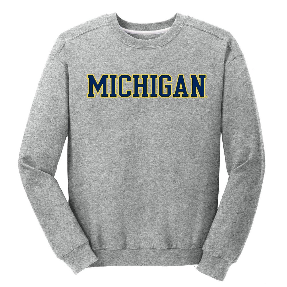 J2 Sport University of Michigan Wolverines NCAA Basic Unisex Crewneck Fleece
