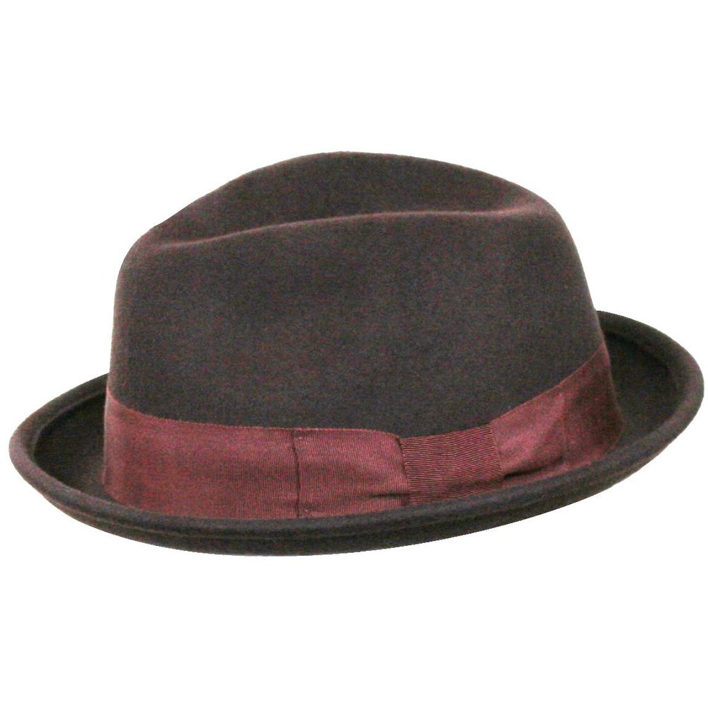 9th Street Men's Jasper' 100% Wool Stingy Brim Fedora Hat (Large (fits 7 1/4 to 7 3/8), Dk Brown)