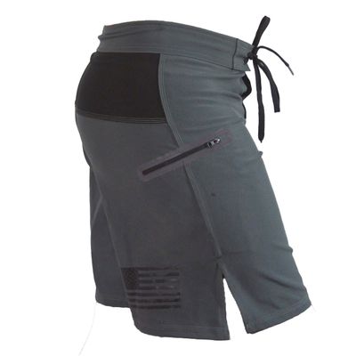 Sanguine Men Shorts for Training Kick Boxing, Tough Trunks for Cage Fighting Muay Thai Workout Shorts, Gym Martial Arts Grey-Black