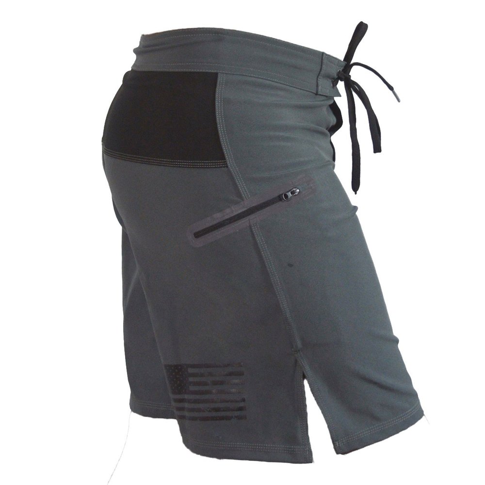 Sanguine Men Shorts for Training Kick Boxing, Tough Trunks for Cage Fighting Muay Thai Workout Shorts, Gym Martial Arts Grey-Black