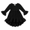 YOUNGER TREE Toddler Baby Girls Spring Clothing Solid Color Cotton Pit Irregular Skirt Winter Dress Long Sleeve Skirt Outfits (Black, 2-3T) view 1