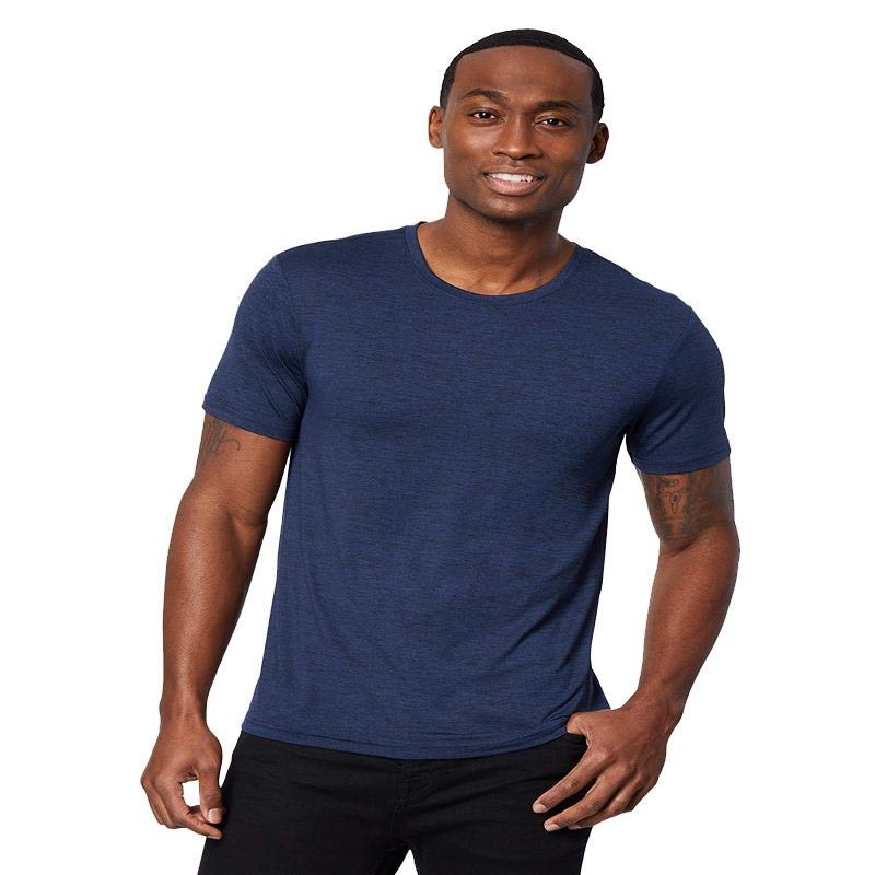 32 Degrees Mens Cool Quick Dry Active Basic Crew T-Shirt, Navy Space Dye, XX-Large