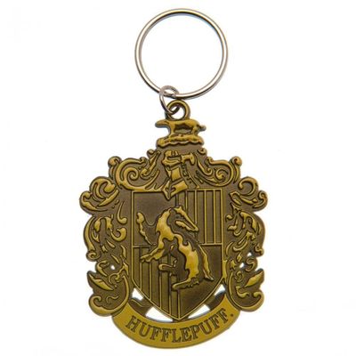 Harry Potter Hufflepuff Crest Keyring (One Size) (Gold)