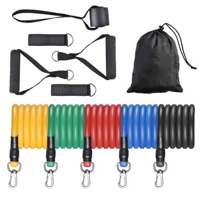 AW 5 Tubes Resistance Bands Set Exercise Workout Stackable 100Lbs Ankle Strap Home