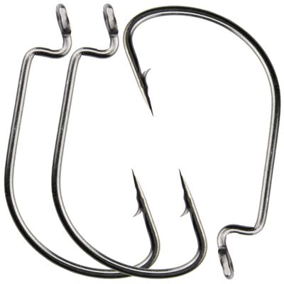 100pc 2X High Carbon Steel Offset Worm Hook Sport Circle Saltwater Fishing Hooks (5/0)