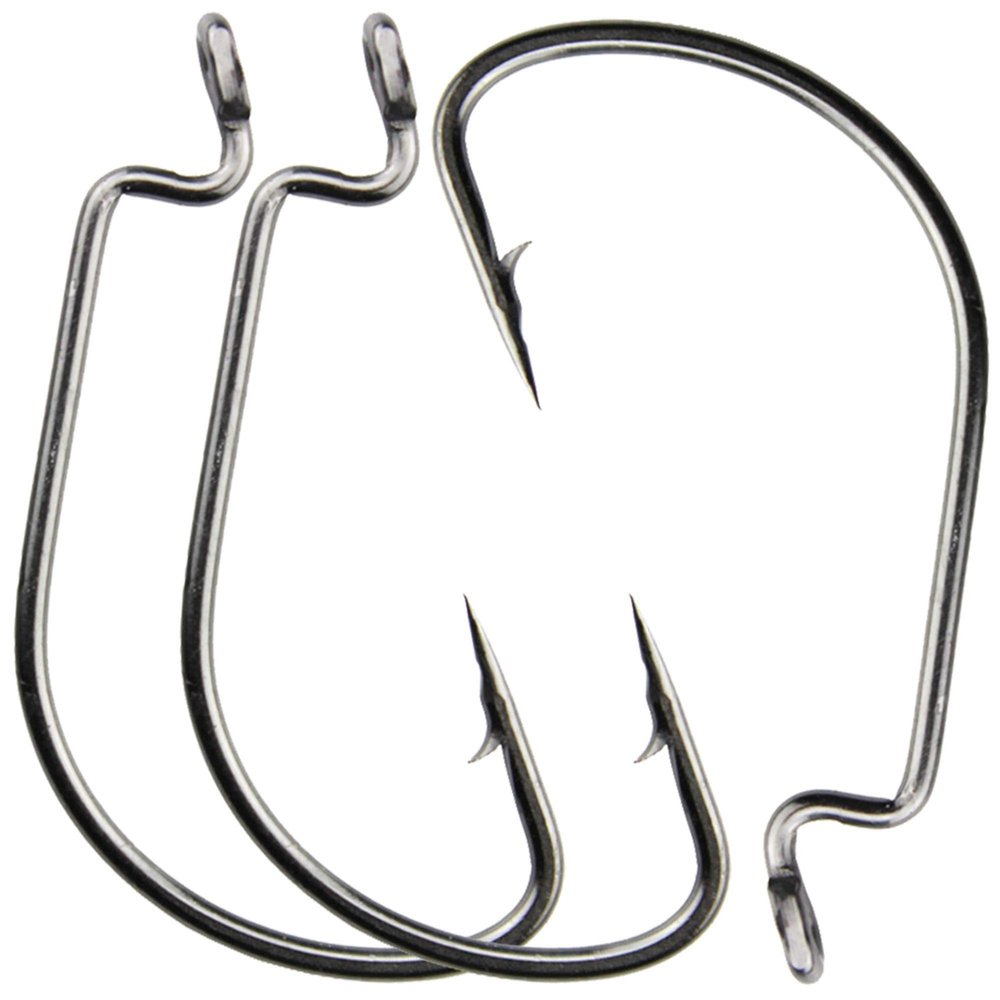100pc 2X High Carbon Steel Offset Worm Hook Sport Circle Saltwater Fishing Hooks (5/0)