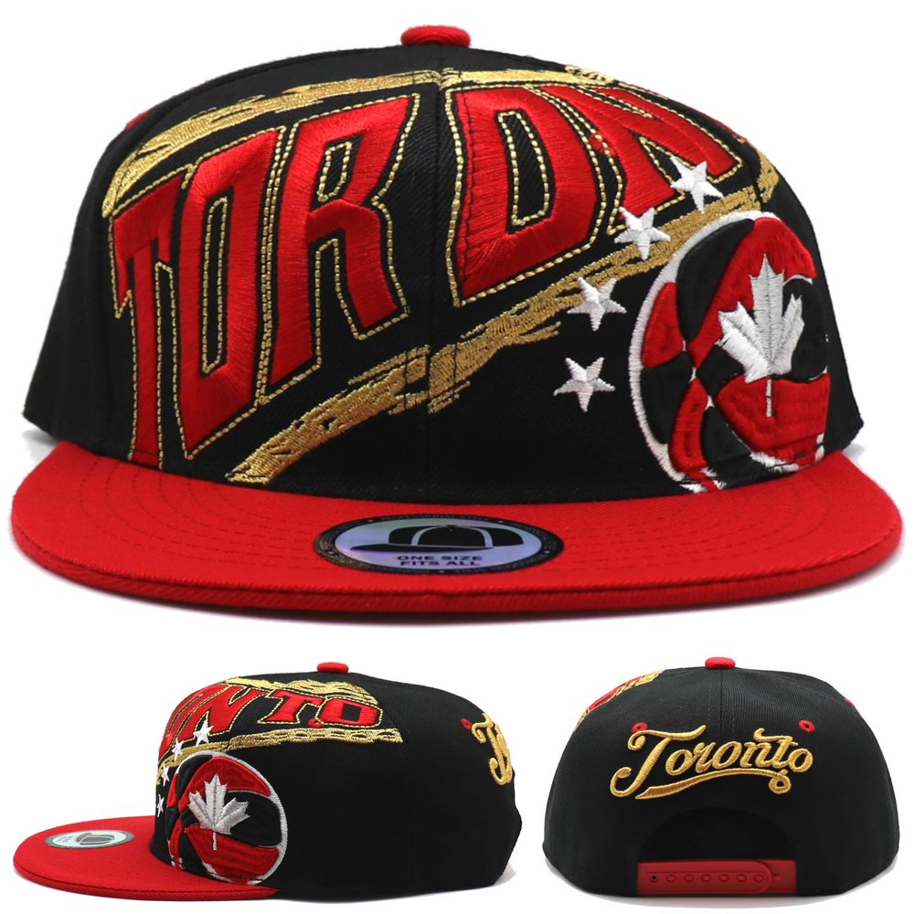 Toronto New Leader Tornado Canada Maple Leaf Basketball Black Red Era Snapback Hat Cap