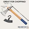 Camping Hatchet - Tomahawk Axe with German-Forged Carbon Steel Blade with 4-1/2 Curved Cutting Edge - USA Hickory Handle Camp Axe for Splitting Wood and Hammering Stakes by Kings County Tools view 3