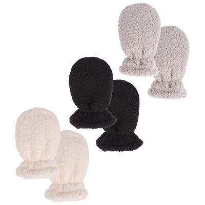 Zsedrut Pairs Kids Winter Glove Fleece Lined Baby Girl Mittens Warm Toddler Boys Gloves (White+Black+Light Gray, S)