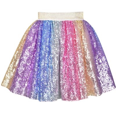 Girls Skirt Rainbow Unicorn Sequin Sparkling Tutu Dancing Size 6